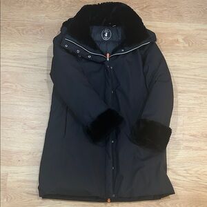 SAVE THE DUCK Black Hooded Coat